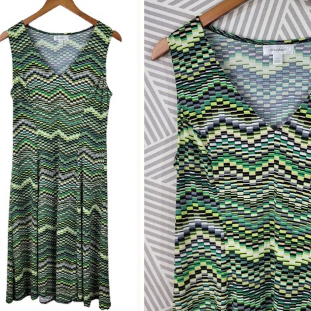 Dressbarn Silky Stretch Dress 12 Midi Green